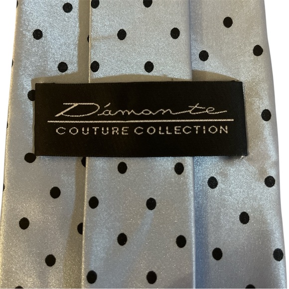 DAMANTE Couture Collection Elegant Gray Polka Dot Tie - Picture 5 of 6